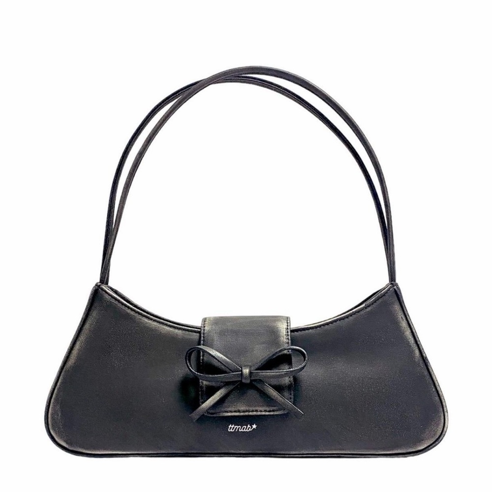 TTMAB Distressed Bow Baguette Bag in Black